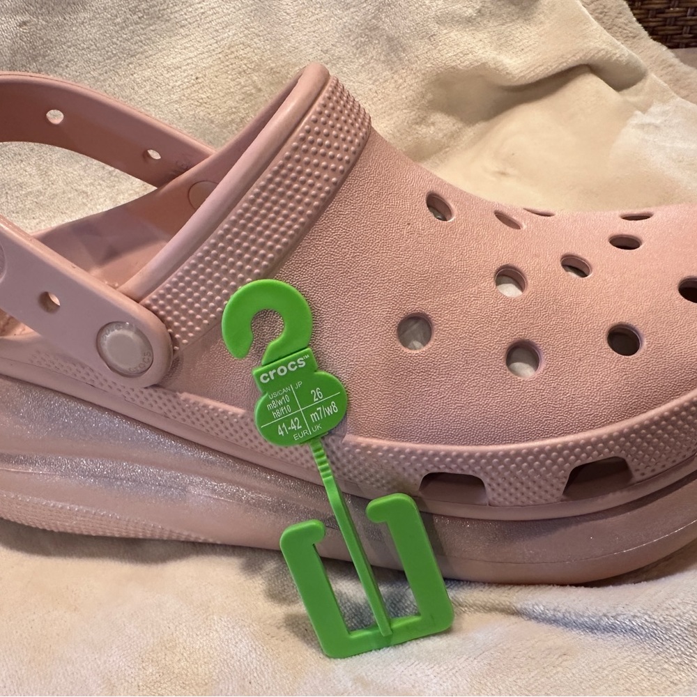 Crocs soft pink platforms